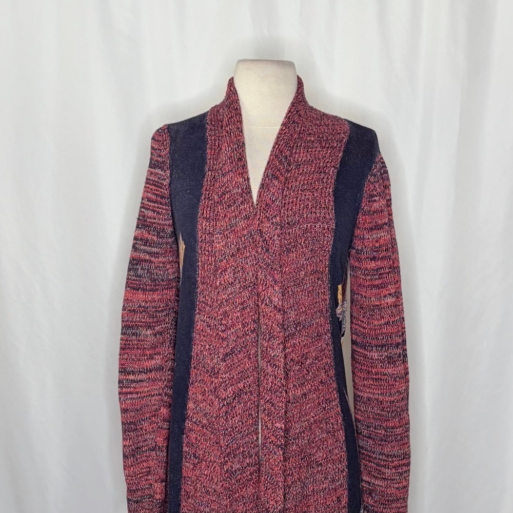 Anthropologie MOTH Old City Long Cardigan Sweater Marled Floral Knit Medium - Picture 4 of 14